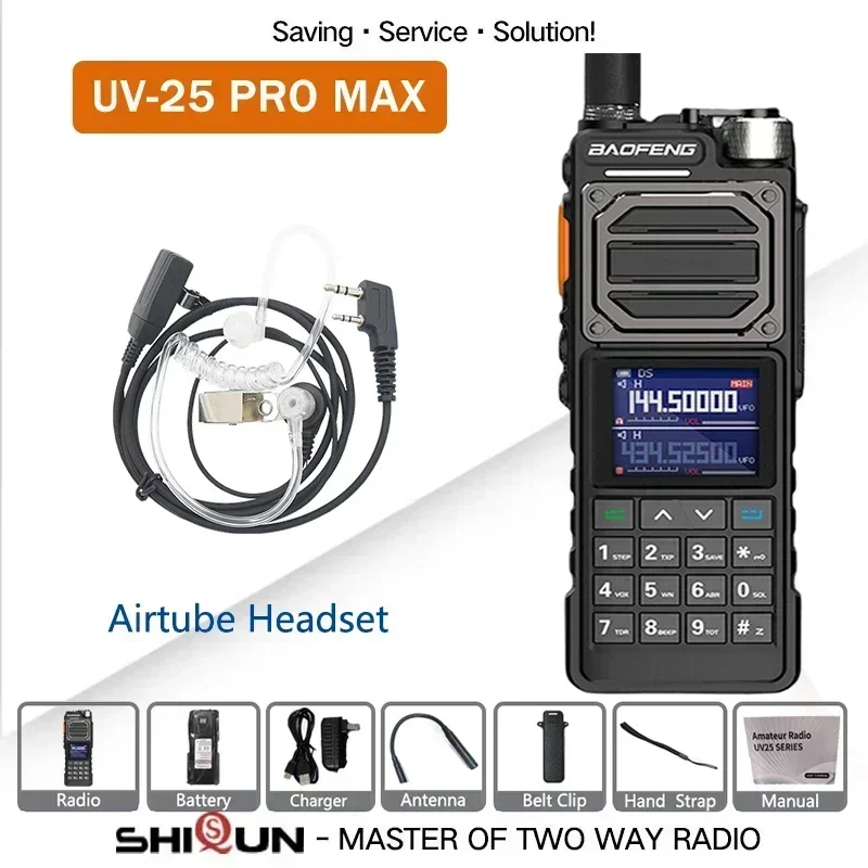 Новый! UV-25 Pro Max Тактическая рация высокой мощности 50 км 136-520 МГц 999 канала Зарядное устройство USB C Двусторонняя радиосвязь с шестью полосами BF-X5 Pro