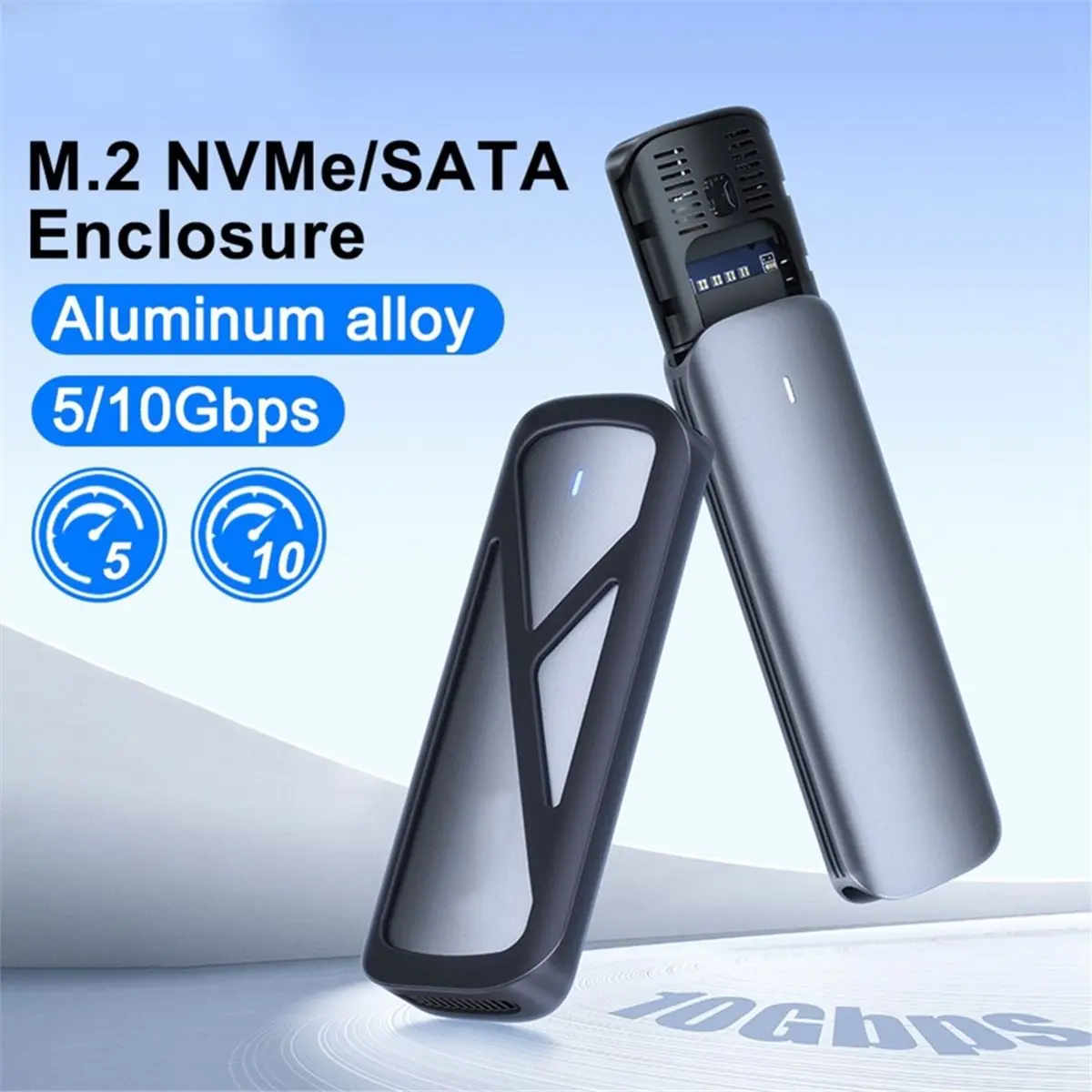 Y96A M.2 NVMe SSD Enclosure 10Gbps External Case for M.2 NVMe NGFF SATA SSD Adapter External Hard Drive Case for PC Laptop