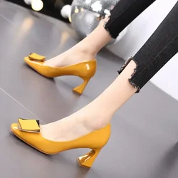 Women Pointed Toe Chunky Platform Pumps Single Shoes Spring Autumn High Heels Woman Ankle Buckle Thick Heeled Party Shoes