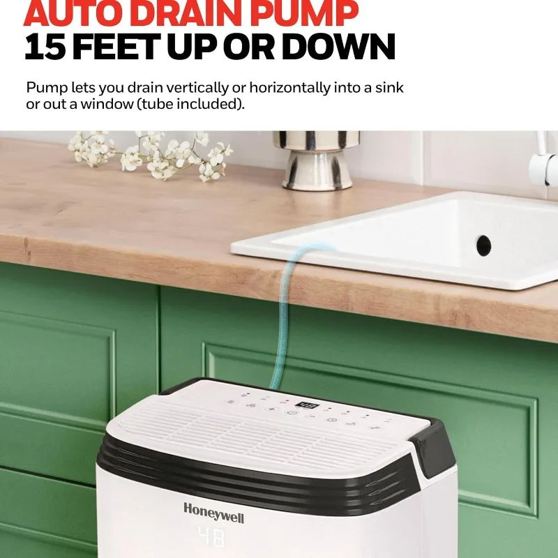 Honeywell 4000 Sq. Ft. Energy Star Dehumidifier with Built-in Pump for Large Basements & Rooms, with Mirage Display