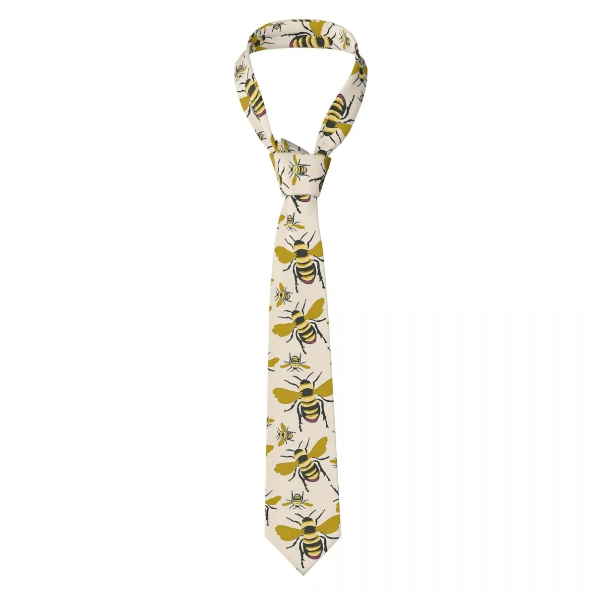 Gravata vintage com padrão de repetição de abelhas mel para homens, seda poliéster, 8 cm, gravatas de pescoço, ternos de festa, gravata clássica