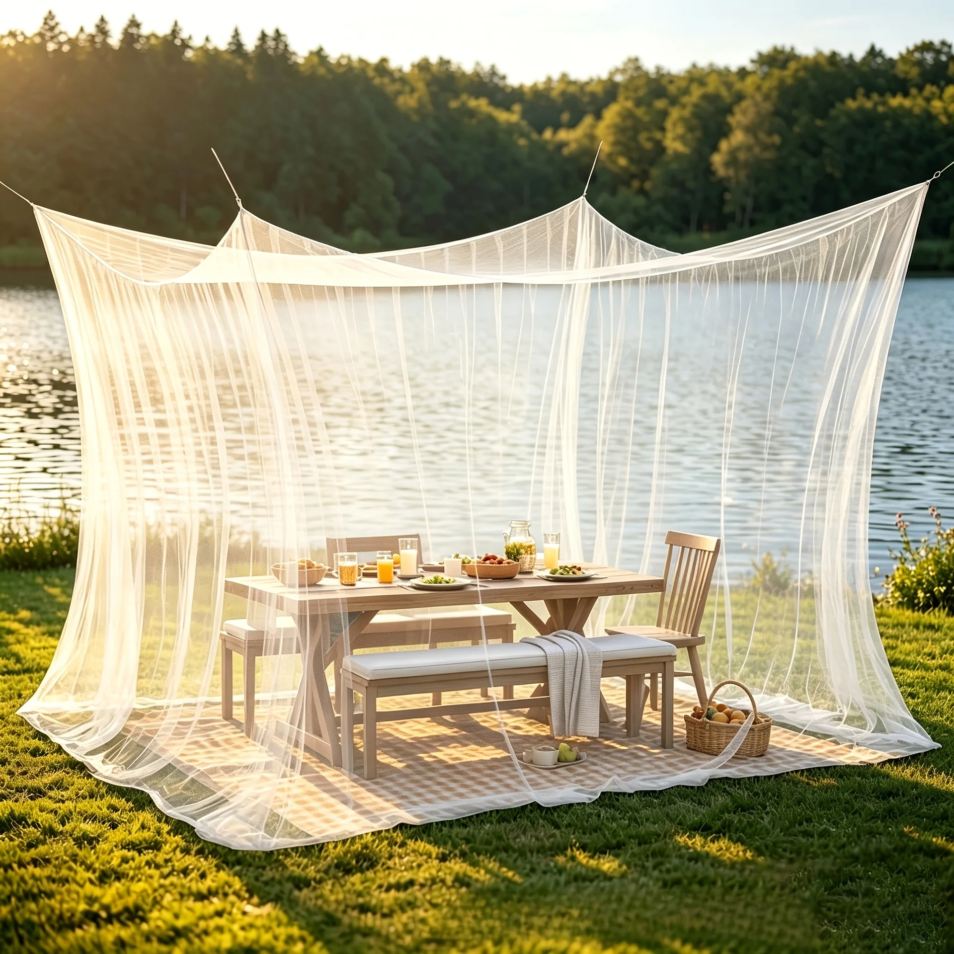 3M Square Ultra Large Mosquito Net for Outdoor Or Indoor Use Opening Netting Curtain Ideal for Camping Picnics, Garden Bedroom