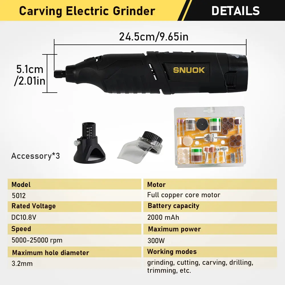 SNUOK 10.8V rettifica elettrica utensile elettrico penna per incisione per la lavorazione del legno fai da te, perforatrice per gioielli, compatibile con batteria Makita