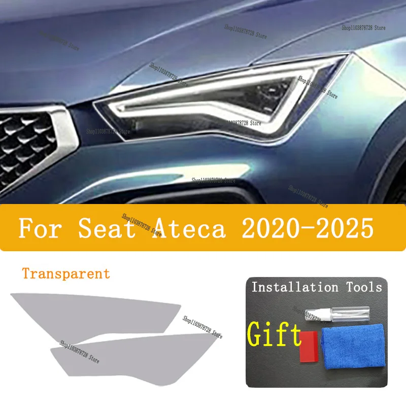 

For Seat Ateca 2020-2025 TPU Car Exterior Headlights Anti-Scratch Protective Film Headlamps Repair Sticker Accessories Refi