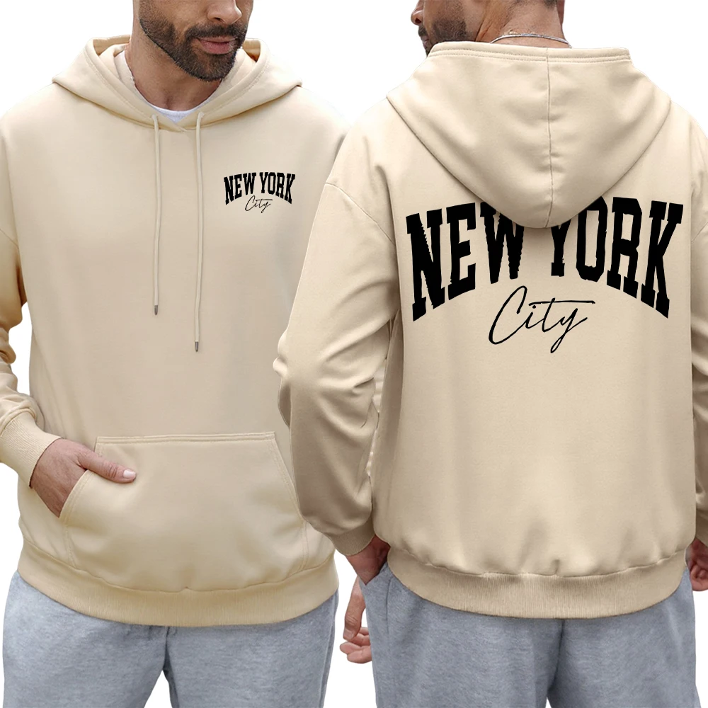 

Толстовка с буквенным принтом New York City, мужская модная свободная толстовка с капюшоном Y2K, уличный пуловер, осенняя флисовая одежда, повседневные топы