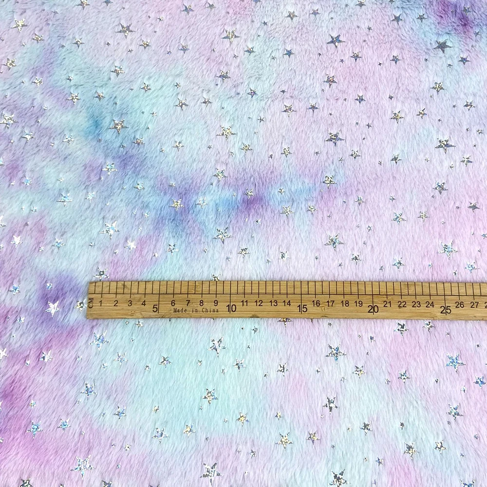 A4 Tie-Dye Rabbit Fur Light Pink Purple Star Heat Gold Fabric DIY Clothing Headwear Craftwork Material Handmade Art Supplies