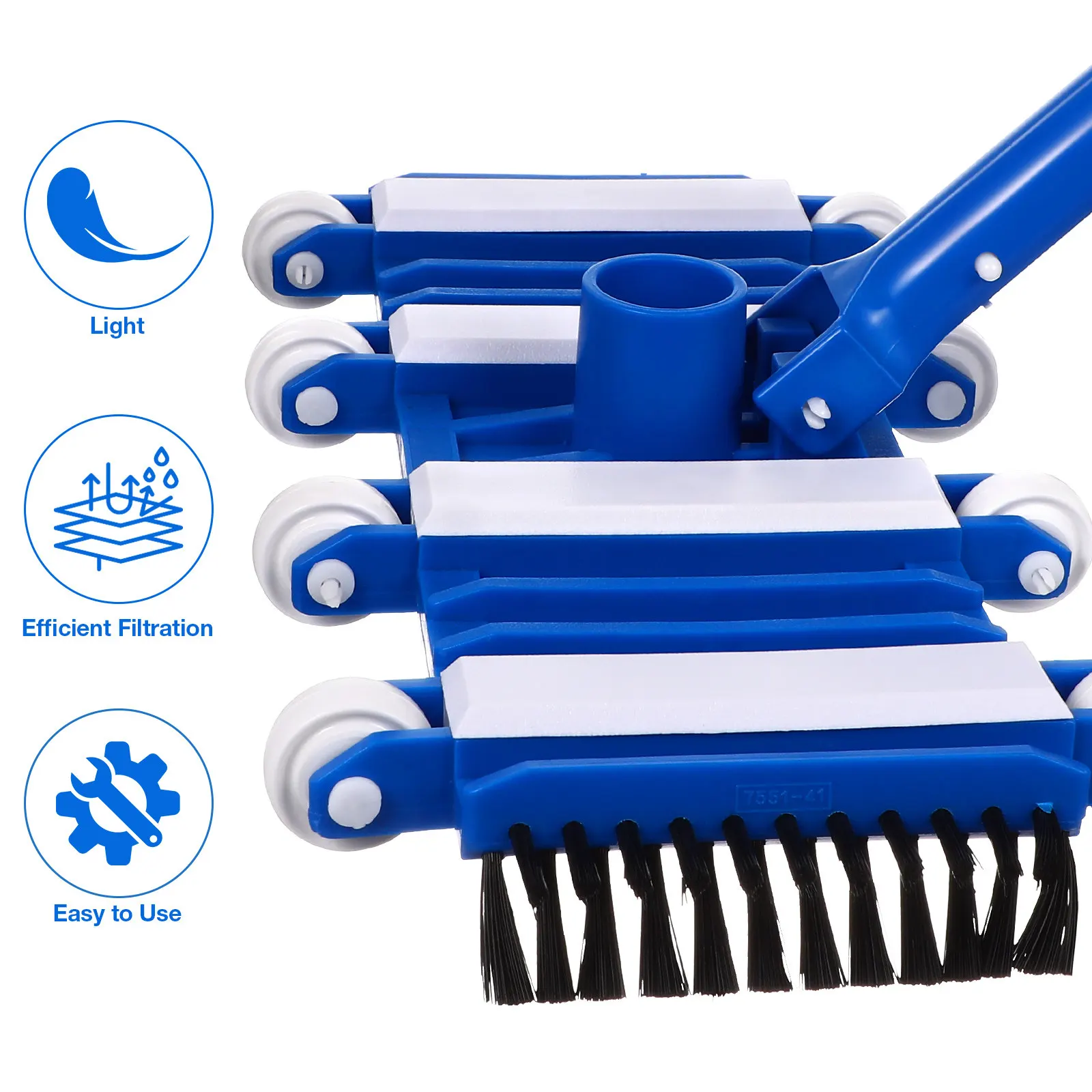 

Heavy Duty Pool Vacuum Head Attachment with Flexible Handle Wheels and Brushes Effective Debris Leaves Removal Pool Cleaning
