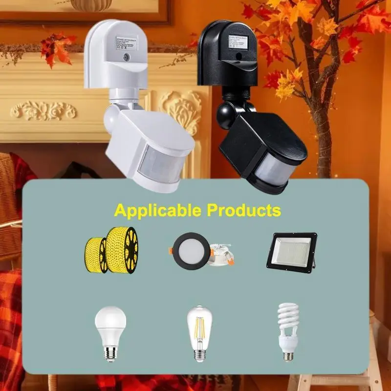 PIR مستشعر الأشعة تحت الحمراء التيار المتناوب 110 فولت 220 فولت مستشعر حركة الإنسان مفتاح بصري الاستشعار عن بعد التحكم البصري قابل للتعديل تأخير التبديل