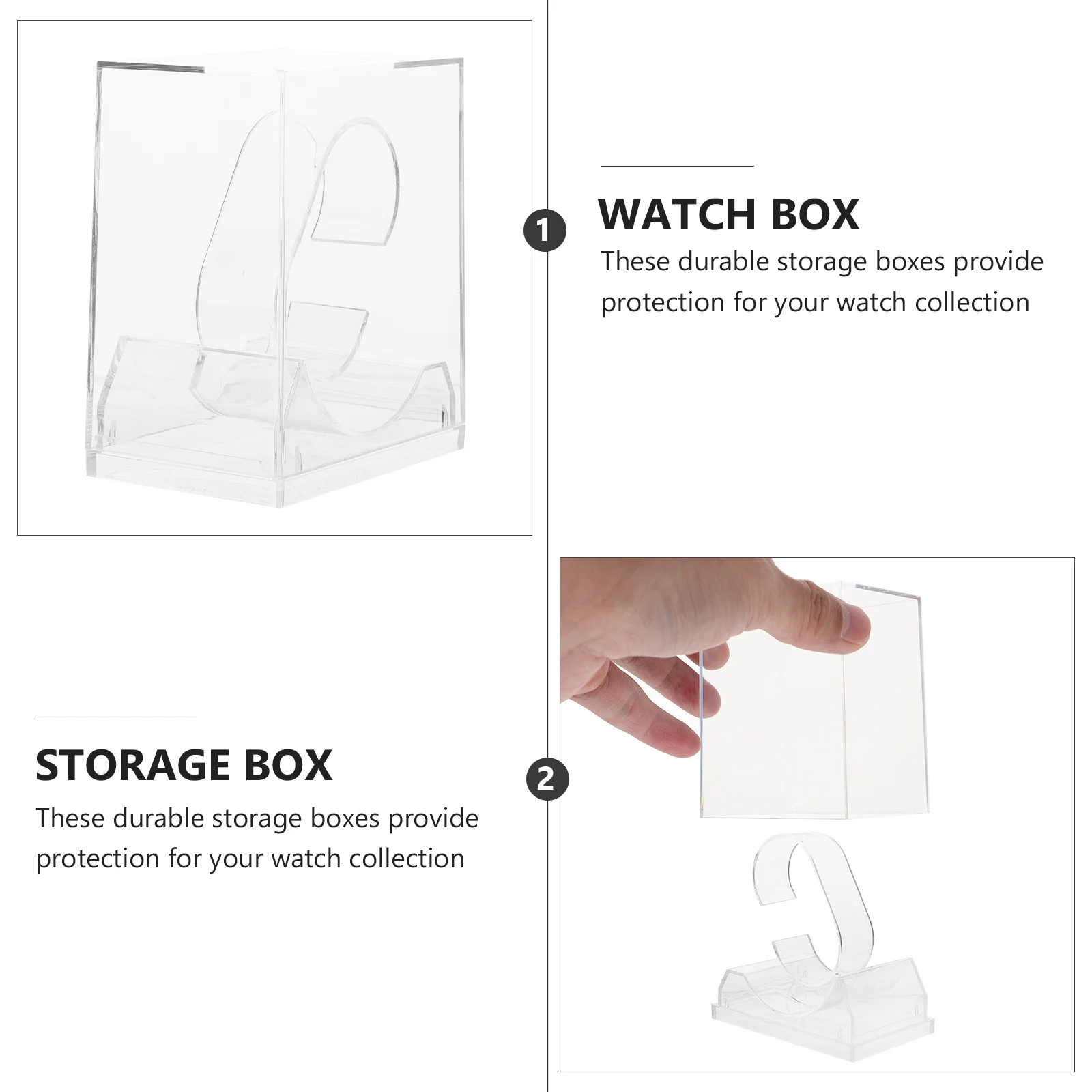 

6Pcs Transparent Watch Storage Boxes Durable Watch Display Cases Packing Organizer for Watches Storage Box Packing Case
