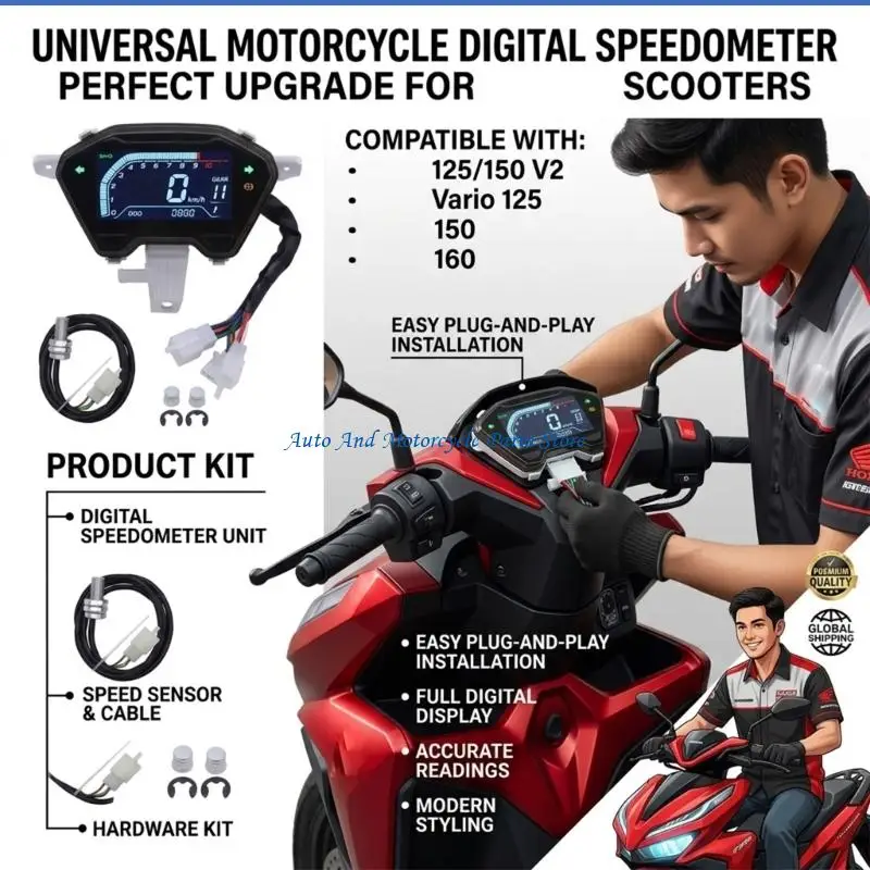 P9FD Shockproof ABS Digital Instrument Cluster Suitable for Car Tap Vario Series