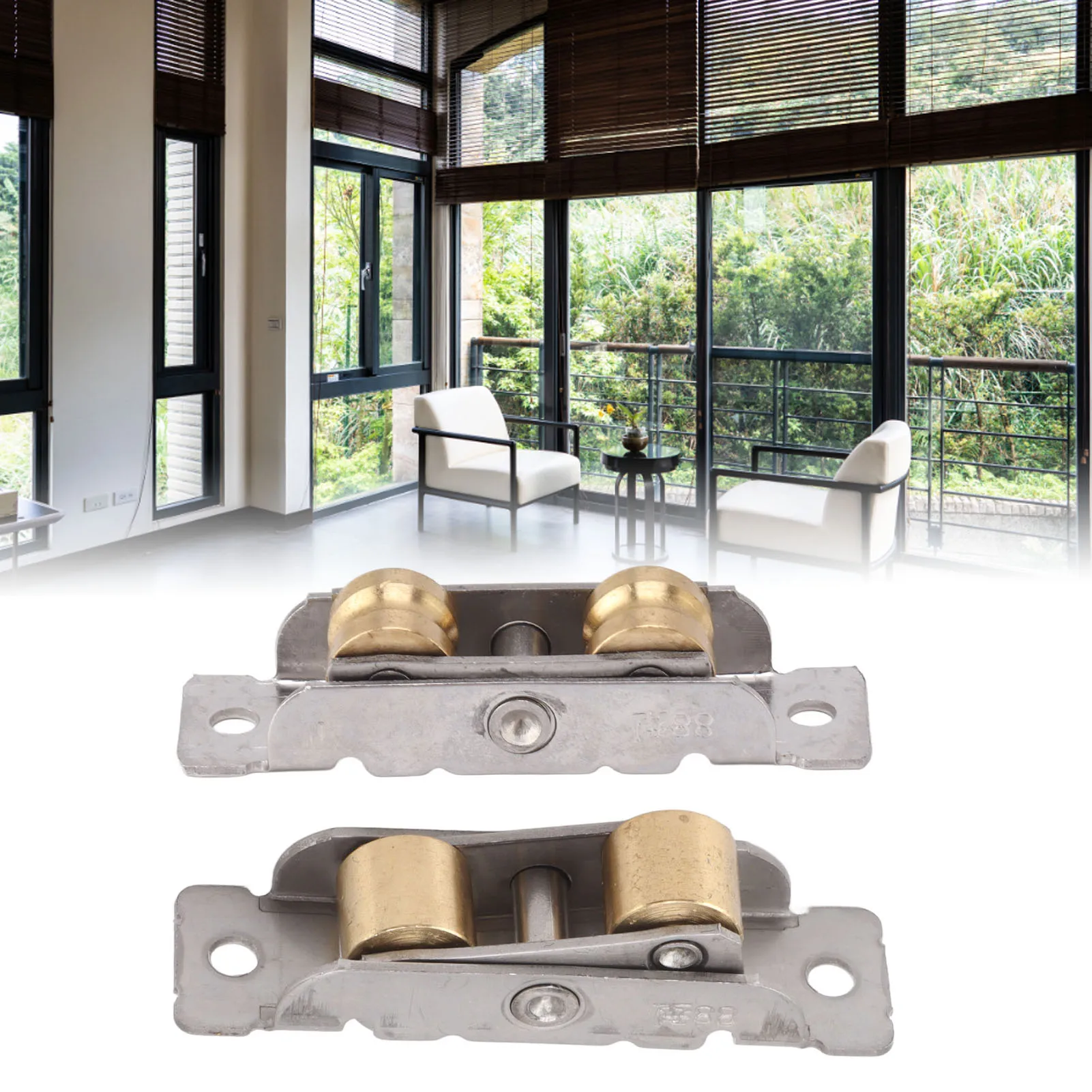 

Sliding Door Roller Assembly 4 Set Steel Nails Improve Safety Good Load Bearing Sliding Door Rollers Sturdy for Home