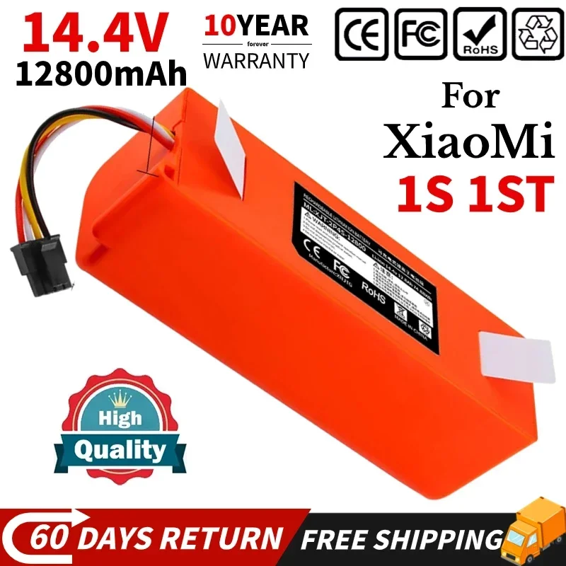 

14.4V 12800mAh Xiaomi Robotic Vacuum Replacement Battery 18650 Battery for Xiaomi Roborock S55 S60 S65 S50 S51 S5 MAX S6