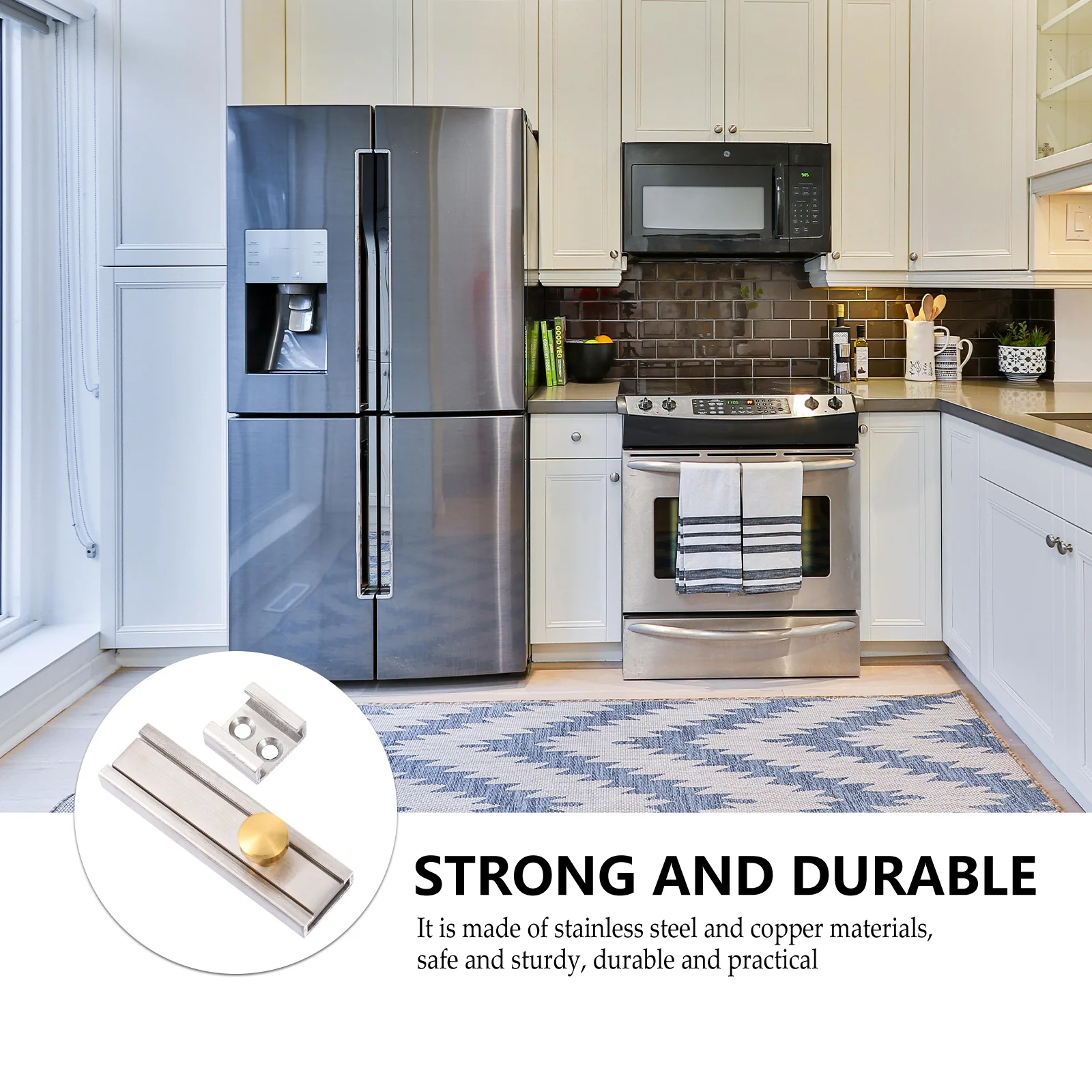 

1Set Heavy Duty Antitheft Door Latch Stainless Steel Copper Materials Long Term Home Security Protection Stainless Door Latch