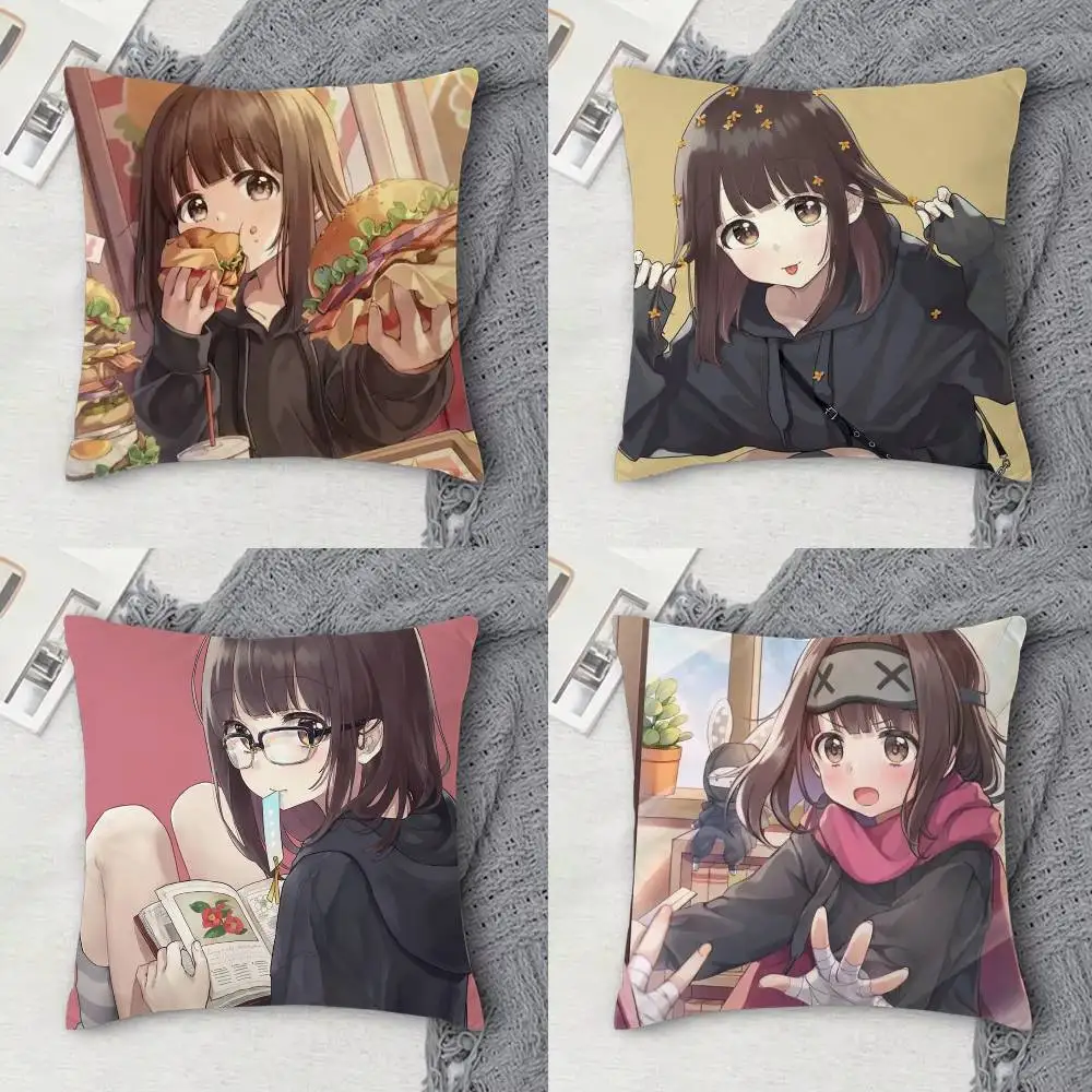 

Nanase Kurumi Double-sided Printed Square Decorative Cushion Cover for Sofa Living Room Home Decor