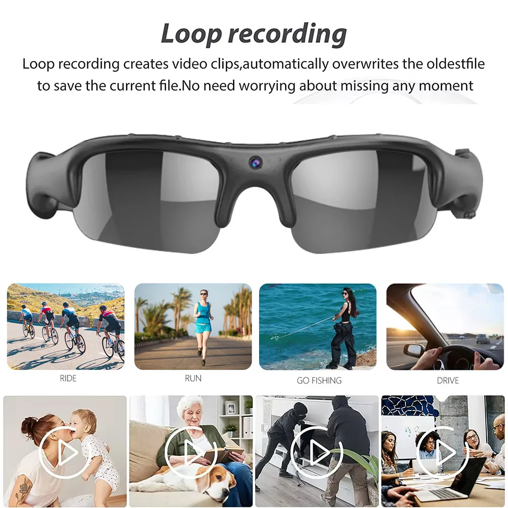 HD 1080P Mini Glasses Camera Portable Outdoor Security Sports DV  Video Recorder Surveillance Camcorder For Driving , Riding Cam