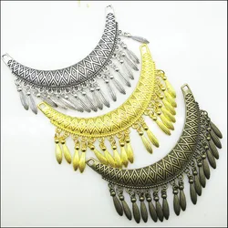 2 pezzi argento tibetano colore luna nappe pendenti pendenti connettori 70x88mm
