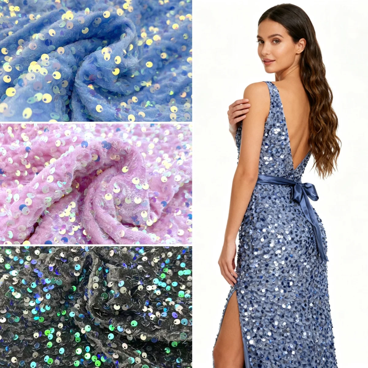 

Sequin embroidery 5mm three-dimensional foam flannelette elastic fabric sewing performance clothes stage clothing