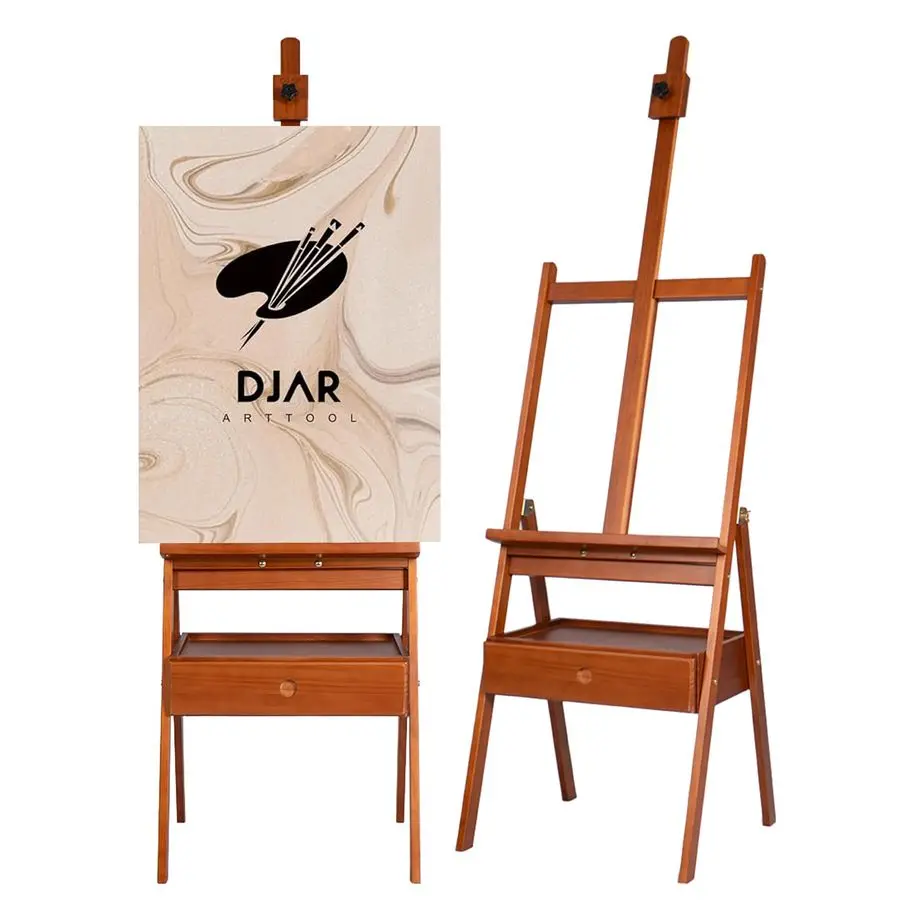 

Large Art HFrame Easel with Storage Drawer and Shelf, Premium Wood Painting Wooden Easel for Adults, Students, Hold Canvas up to