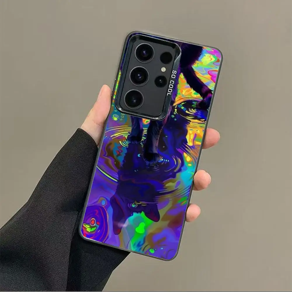 

Black cat pattern Phone Case case for Galaxy S25 S24 S23 S22 S21 S20 Ultra/ FE/Plus shock-proof rear cover anti-fingerprint
