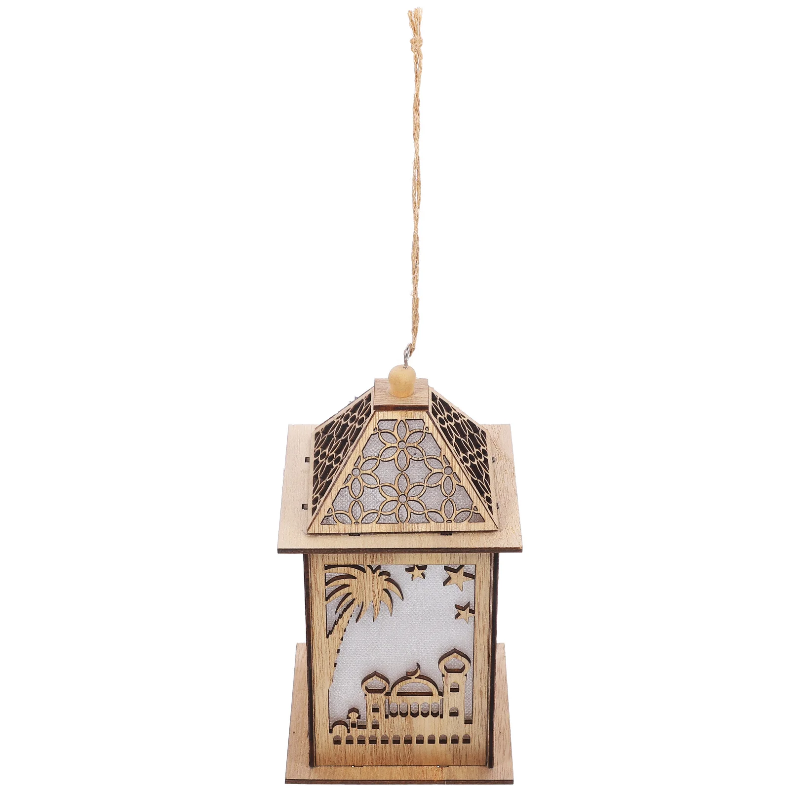 

Wooden Led Moon Lamp Hanging Light Muslim Festival Decoration Operated Home Decor Lantern Wood Ornament
