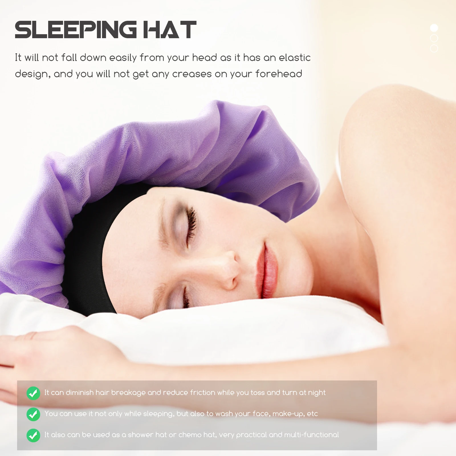 

Ice Silk Hair Bonnet for Sleeping Lightweight Mesh Women Shower Cap Satin Decorative Anti Breakage Elastic Design