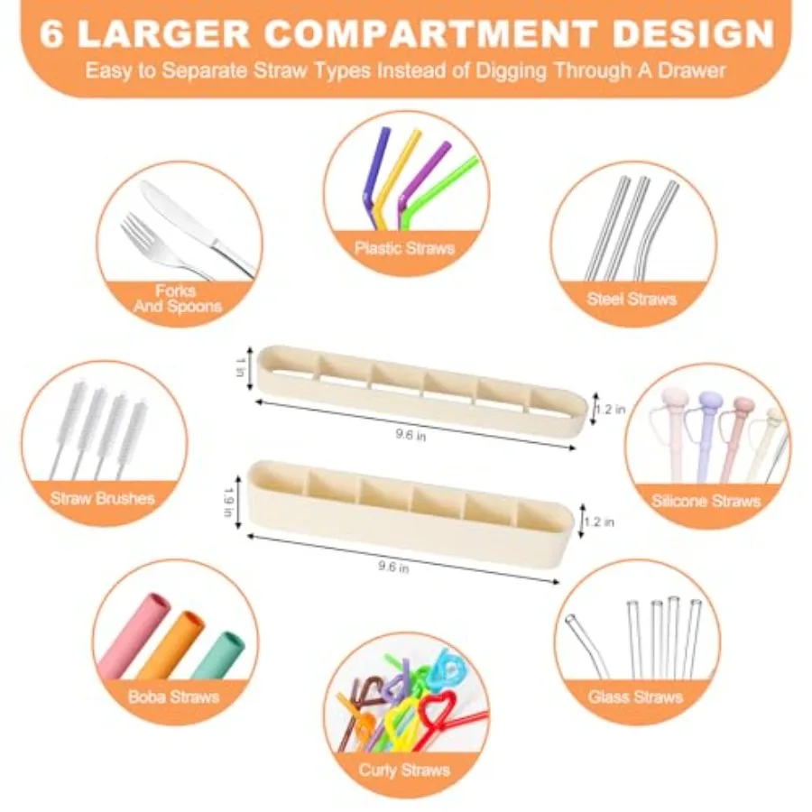 9.6 ''حامل القش الكبير لباب الخزانة لينة سيليكون القش المنظم تخزين الحاويات توفير المساحة قابلة لإعادة الاستخدام القش موزع