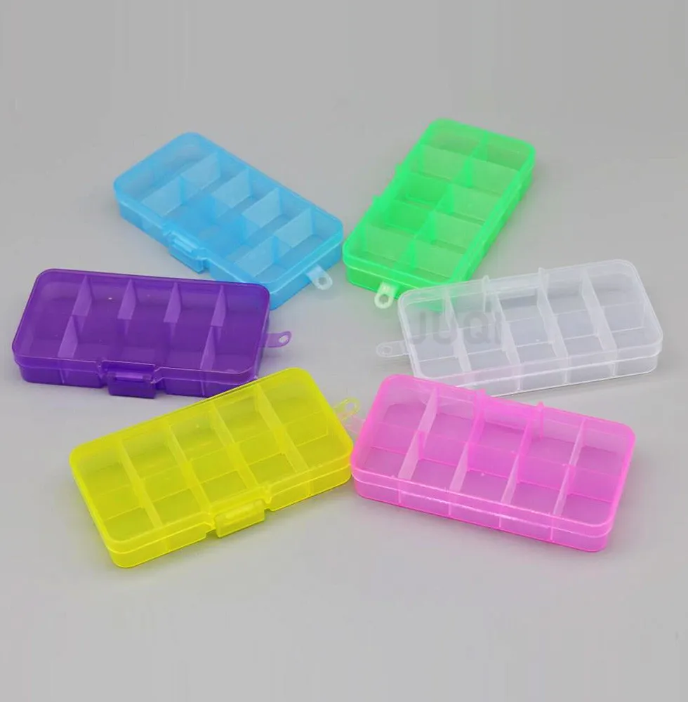 10 slot solid color conjoined buckle color portable jewelry tool storage box electronic parts screw bead organizer plastic box