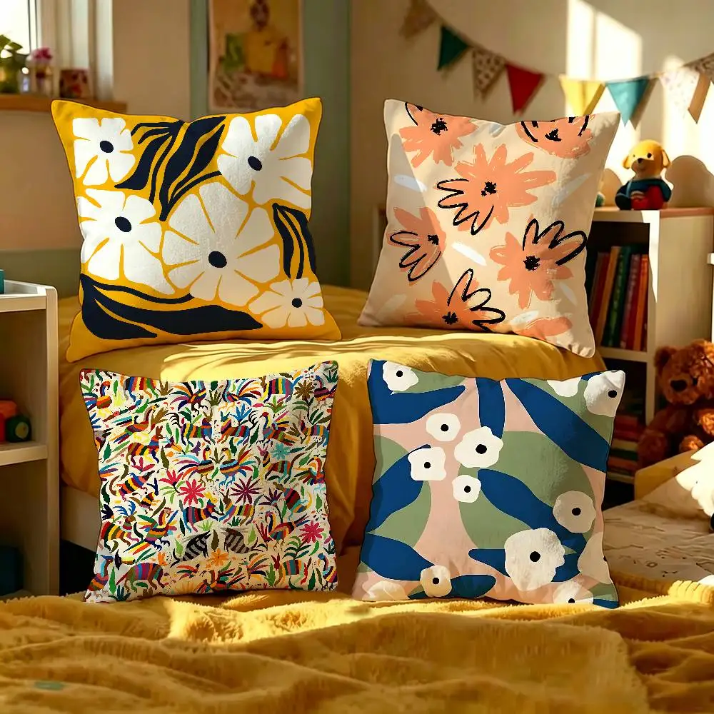 Abstract Flower Market Cushion Cover Car Throw Pillow Case For Sofa Car Christmas Gift 40x40cm 45x45cm