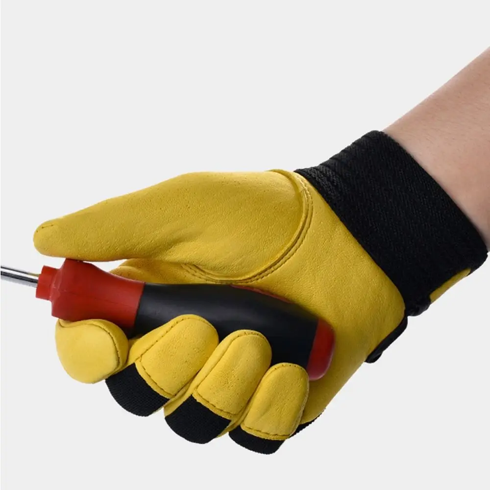 

Thickened Labor Insurance Gloves Flex Grip Wear-Resistant Leather Work Gloves Comfortable Safety Gloves Sport Driver