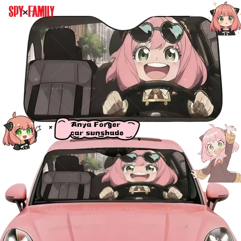 

SPY×FAMILY Anya Forger Anime Two-Dimensional Peripherals Car Sunshade Creative Personality Kawaii Girl's Heart Car Decoration