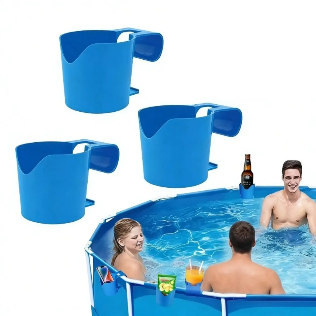 3Pcs Pool Side Cup Holder Multi-function Pool Storage Rack Stable Drink Beer Water Cup Organizer Swimming Pool Accessories