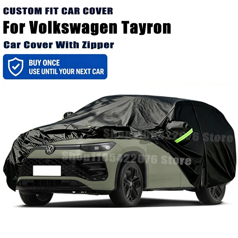 For Volkswagen Tayron Outdoor Full Car Cover With Zipper Snow Cover Sunshade Waterproof Dustproof Exterior Protection