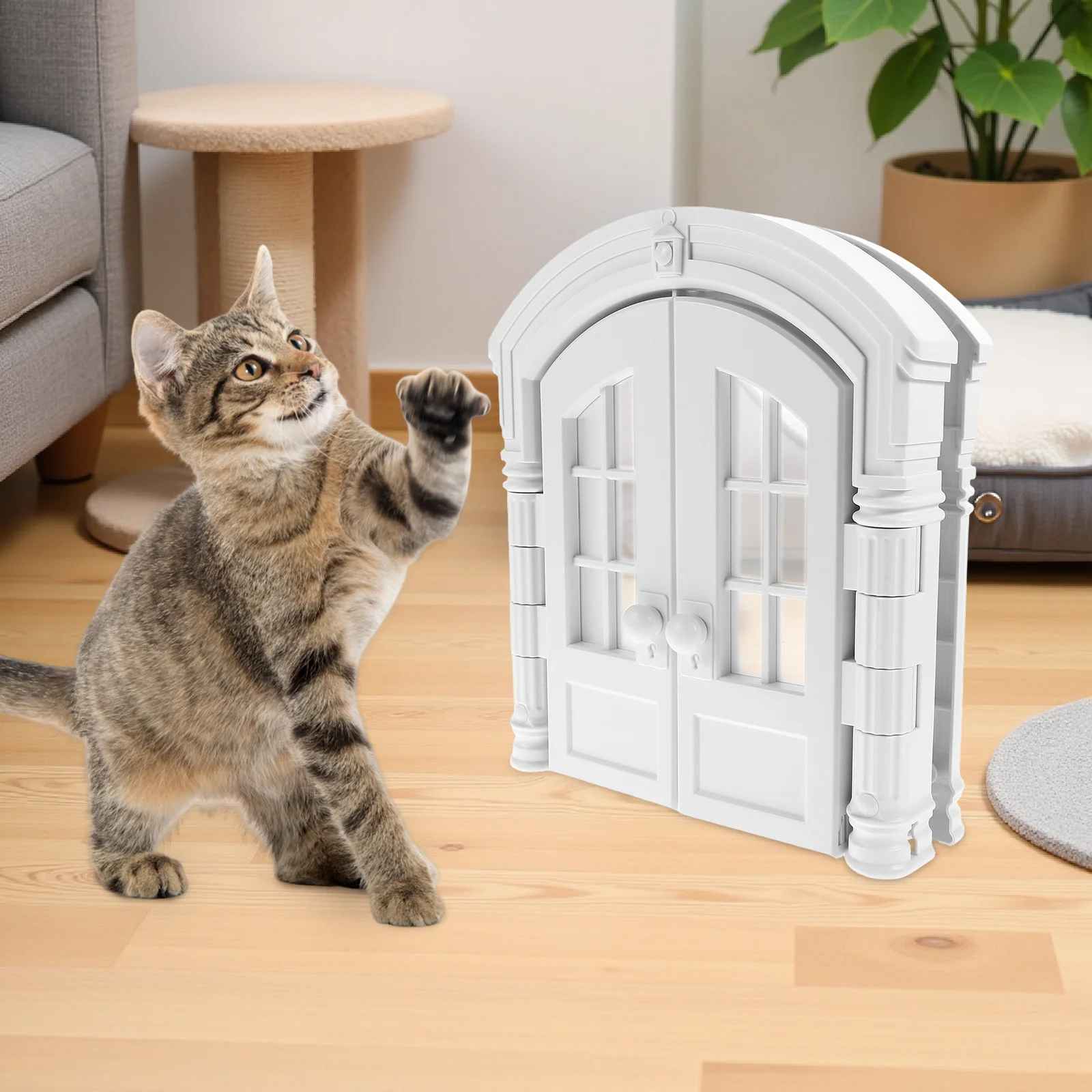 

For Cats Dual Design Easy Assembly No Tools Indoor Cat Flap Dog Door Wall Mount Small Pet Gate Cat Door Interior Pet
