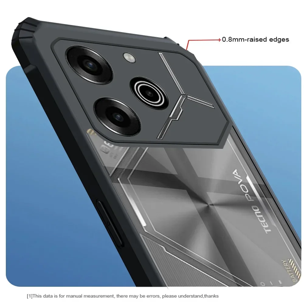حافظة لهاتف Tecno Pova 6 Pro غطاء خلفي من الأكريليك الشفاف لهاتف Tecno Pova6 Pova 6Pro Pova 6Pro 5G ممتص للصدمات لحماية Fundas