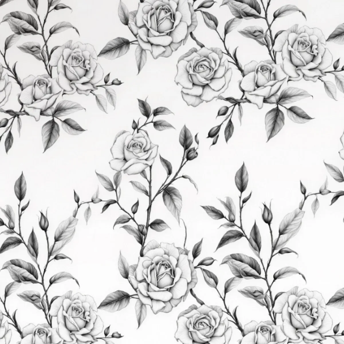 Vintage Floral Peel and Stick Wallpaper White Black Rose Removable Vinyl Wall Paper Sketch Flower Decor Bedroom Mural