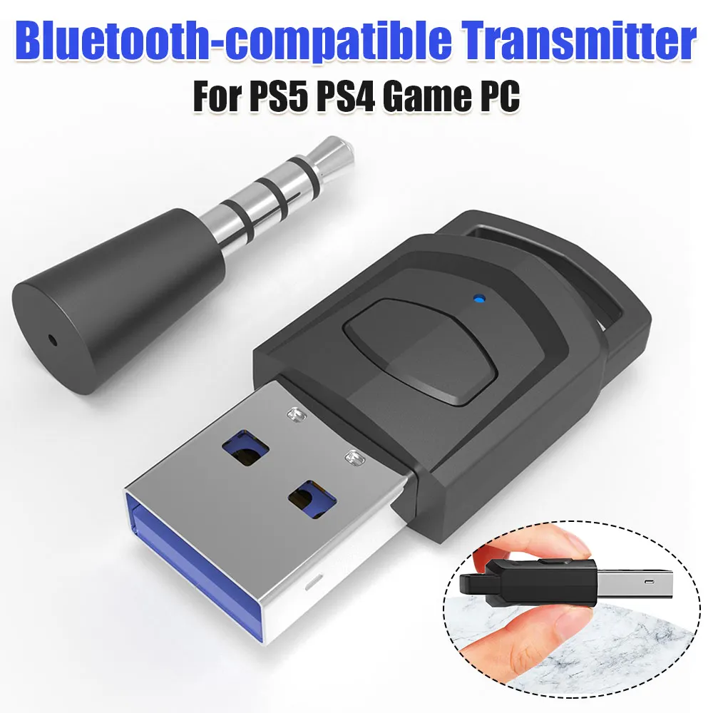 

Wireless Headphone Adapter Receiver for PS5/PS4 PC Headset Bluetooth 5.0 Audio Transmitter Low Latency Plug and Play Stable Conn