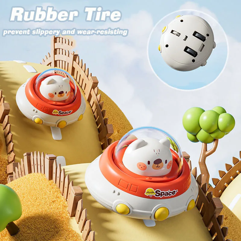 Baby Toy Cars UFO, Animal Cartoon Press and Go Cars for Toddlers, Baby Animal Racing Cars, Infant Play Vehicle Set