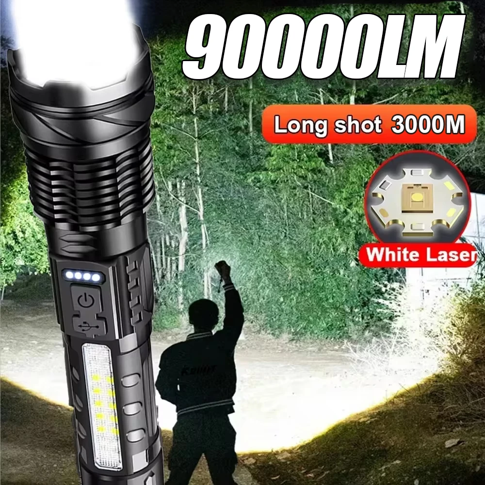 

High Strong Power Led Flashlights Tactical Emergency Spotlights Telescopic Zoom Built-in Battery USB Rechargeable Camping Torch