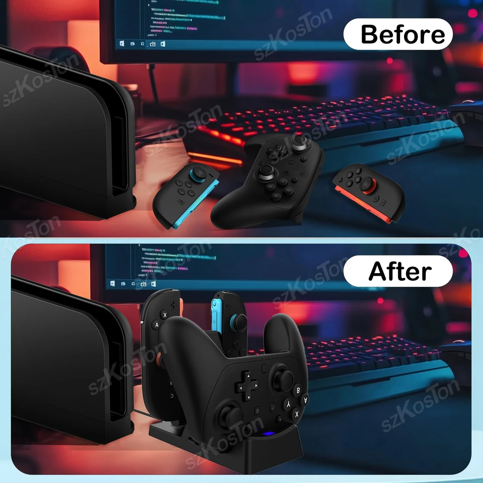 Switch 2 Proコントローラー用3in1充電ドック（LEDインジケーターと