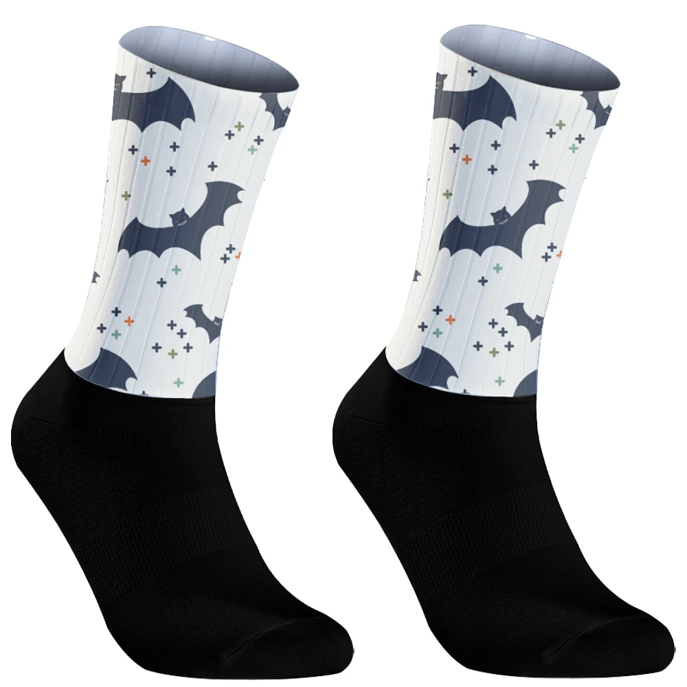 Chaussettes de cyclisme coordonnantes en silicone sans couture, Pro Team Aero, Chaussettes de course, Chaussettes de sport, Chaussettes de vélo de route, Halloween, Nouveau