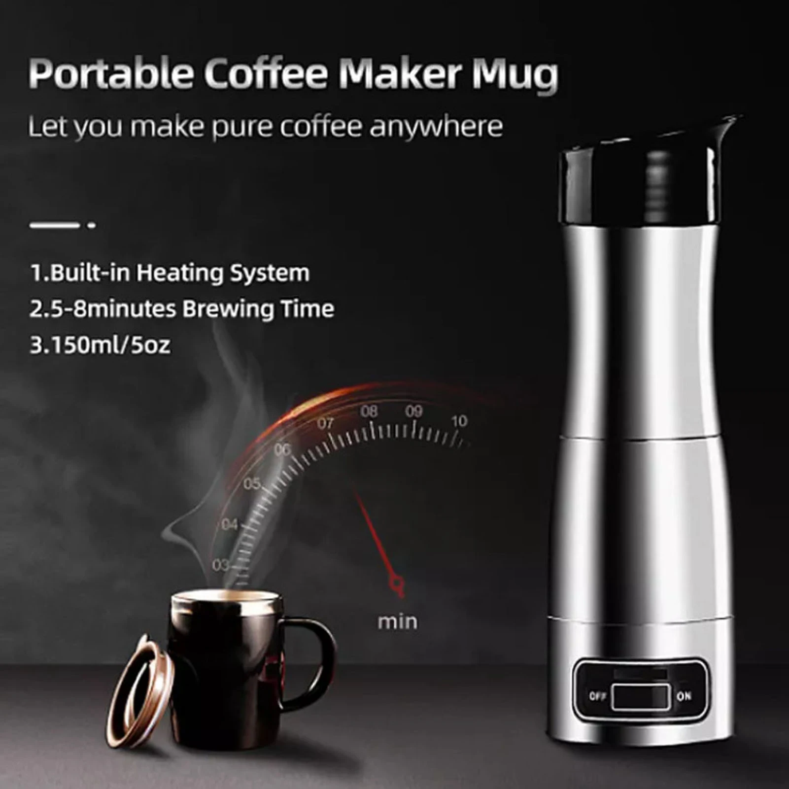 

Electric Coffee Machine Portable Coffee Maker for Car Travel Coffee Machine with 12V 24V Cigarette Lighter Portable Coffee Maker