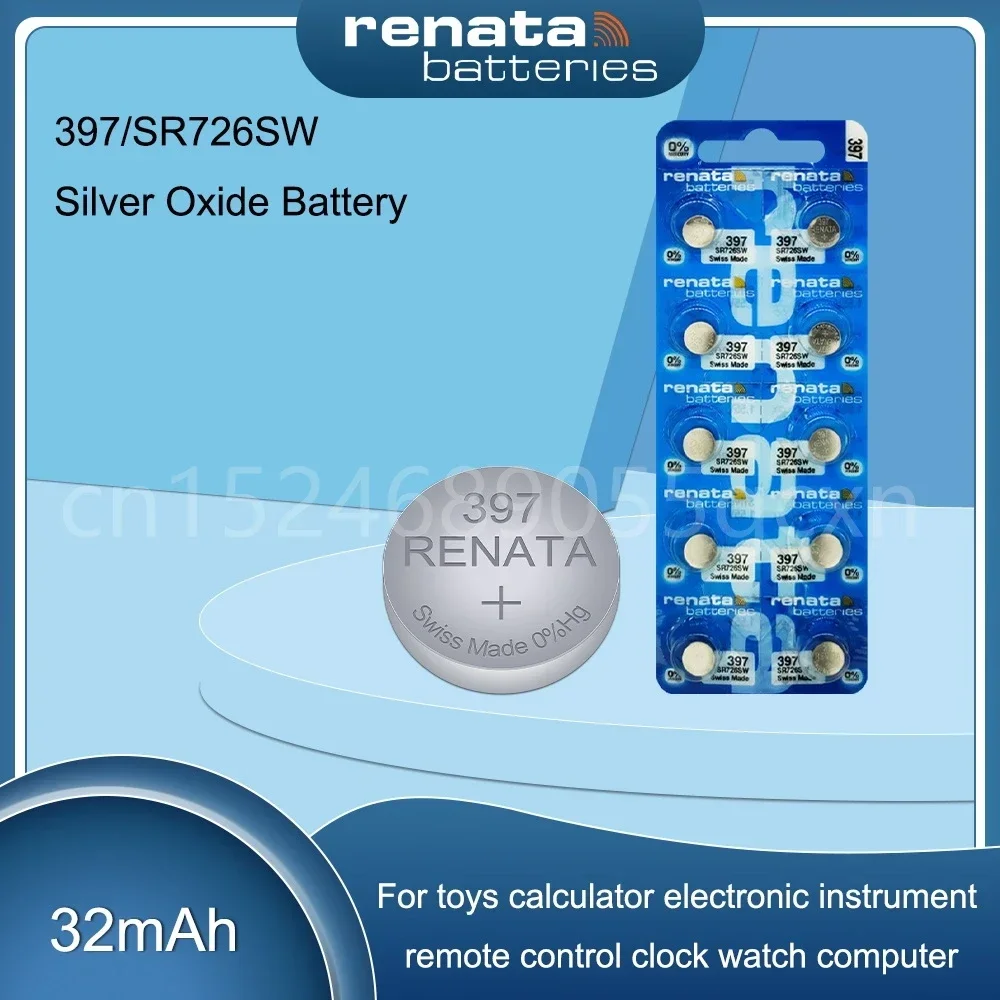 1.55V Original Brand New Renata 397 SR726SW AG2 LR726 396A 196 SR59W Silver Oxide Battery for Calculator Watch Scales Headphone