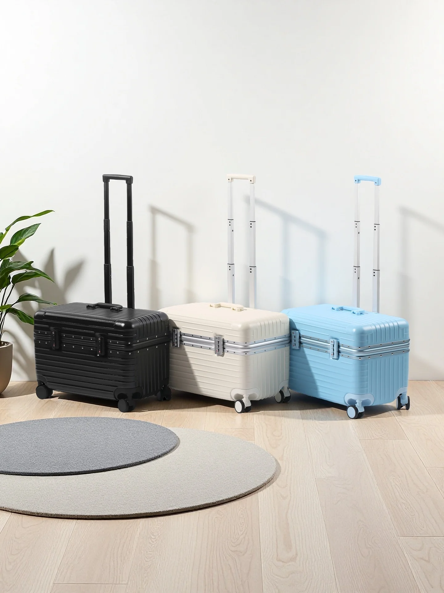 

20-Inch Aluminum Alloy Frame Suitcase ABS+PC Material Open Upper Cover Boarding Case TSA Customs Password Lock Universal Wheel
