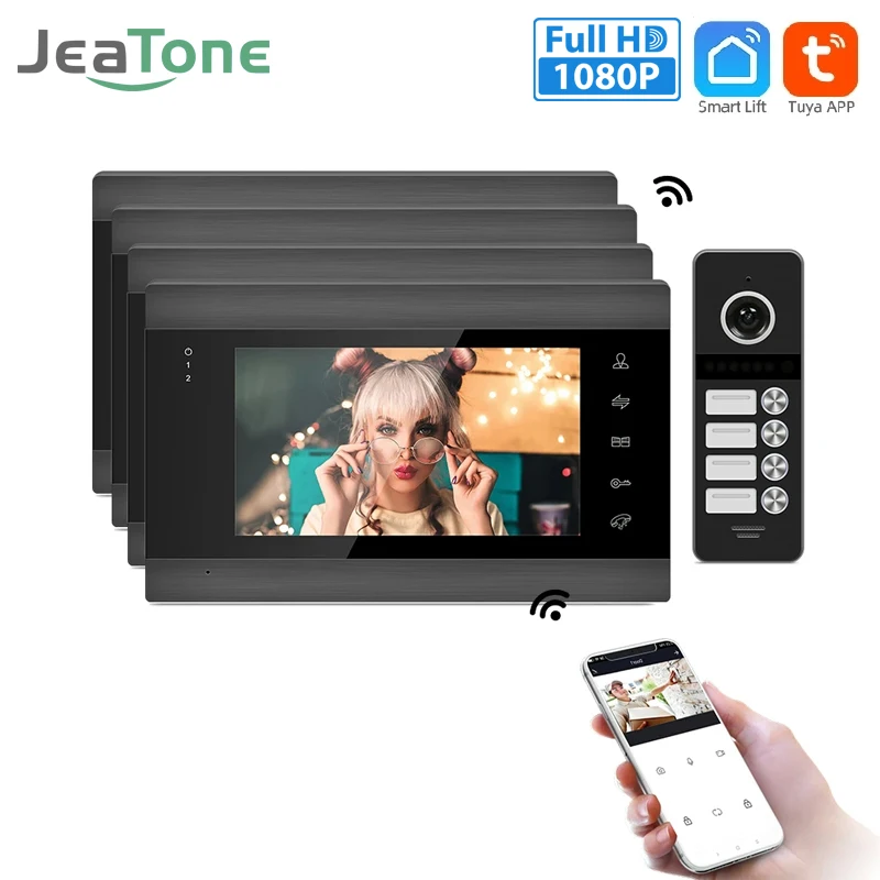 Jeatone Tuya Smart Home APP 2MP WIFI Video Intercom Two-Way Intercom Doorbell Camera CMOS For Apartment Home Security Protection