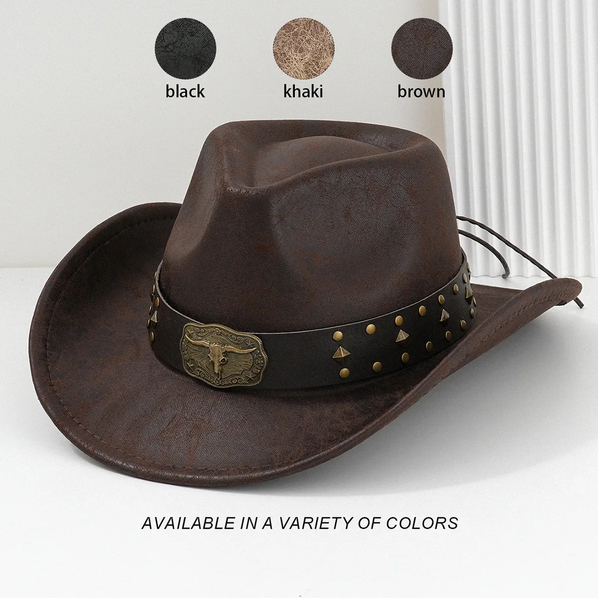 Western Cowboy Hat Belt Buckle Panama Hat for Men Women Faux Leather Vintage Gentleman Gorro Cowgirl Costume Jazz Hats