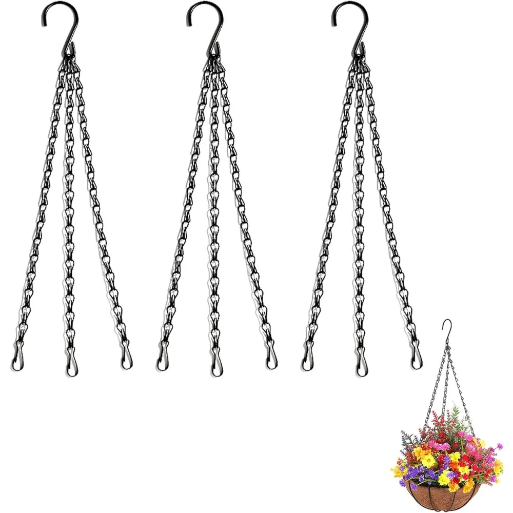 

PCTC 3 Pack 18 inch Hanging Basket Chain,Hanging Plant Holder, Flower Pot Basket Chains 3 Point Replacement Chain Hangers for Pl