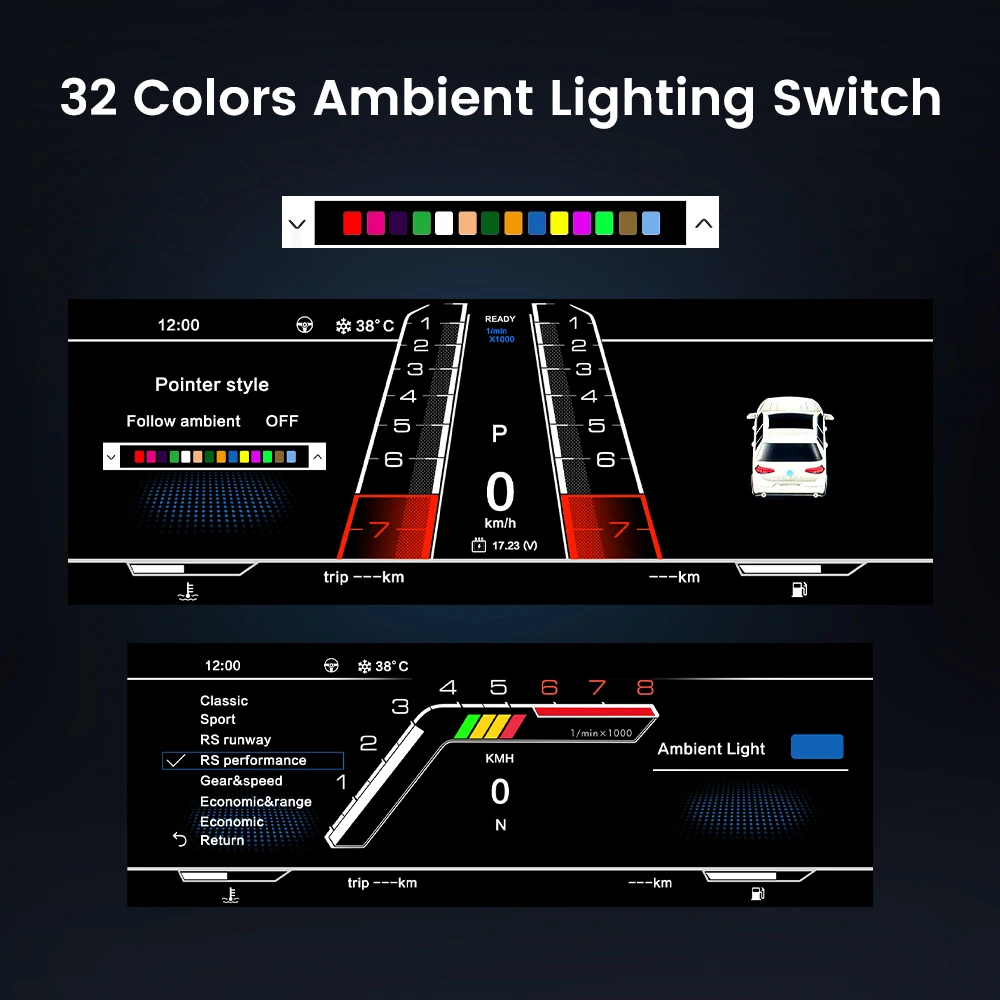 10.25 "lcd painel digital do carro cluster para audi a4 rs4 a5 s5 rs5 painel de instrumentos virtuais velocímetro cockpit medidor atualização