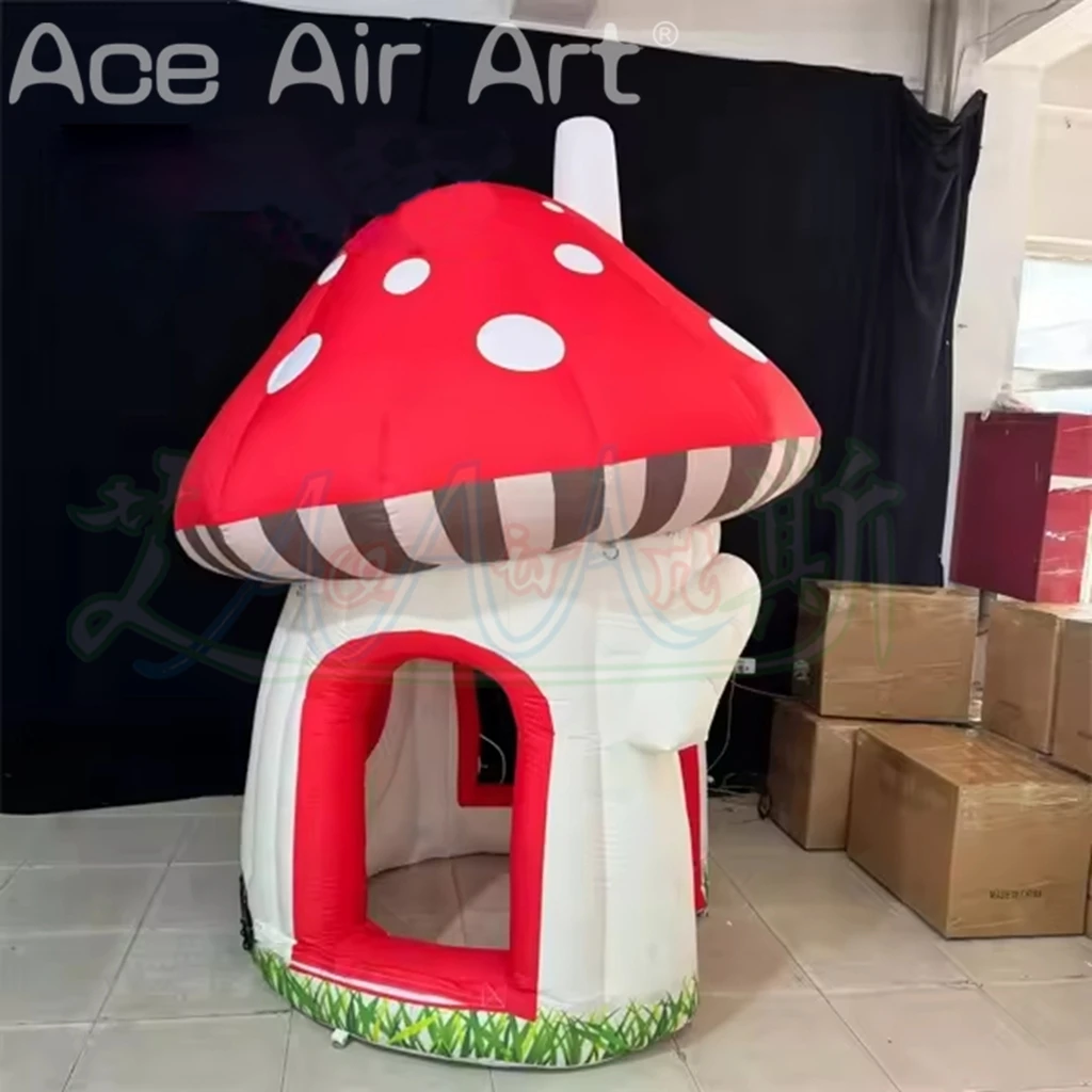Barraca inflável portátil do cogumelo da cor feita sob encomenda, cabine inflável do cogumelo dos desenhos animados para a decoração da atividade das crianças