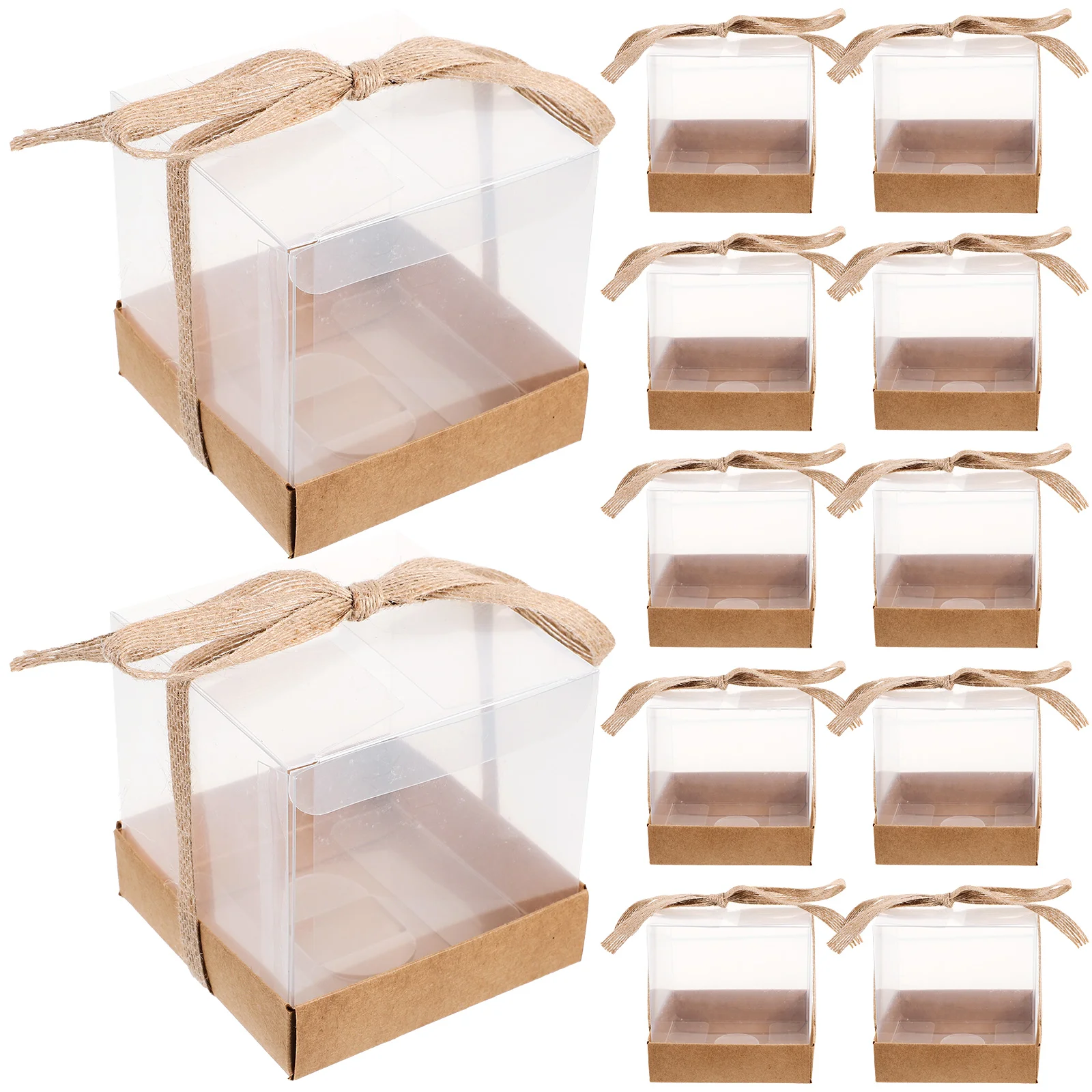 

12pcs Transparent Gift Boxes PVC Candy Packaging Containers Square Clear Storage Cases 975cm Kraft Paper Wedding Party Favors