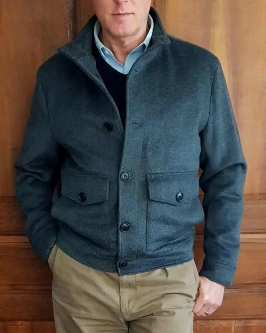 Fashion Men Coat Wool Blend Autumn And Winter Warm Casual Jacket Outdoor Windproof Solid Color Simple Jacket Customized